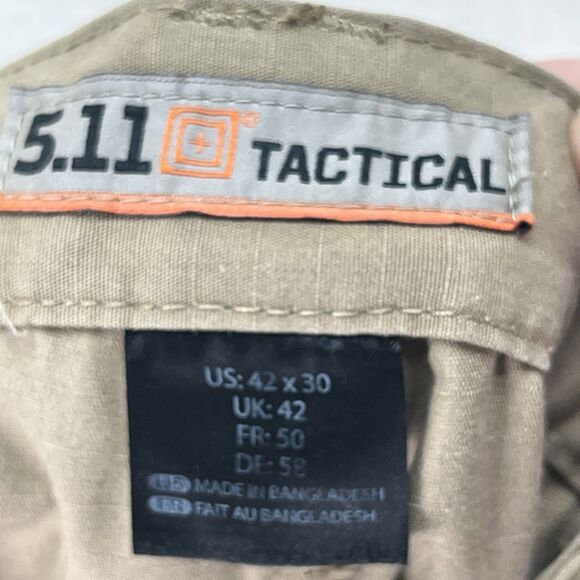 5.11 Tactical Pants Men 42x30 Khaki Taclite Pro Rip Stop Cargo Utility Trousers - Picture 9 of 10